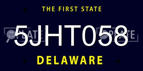 5JHT058 Delaware License Plate