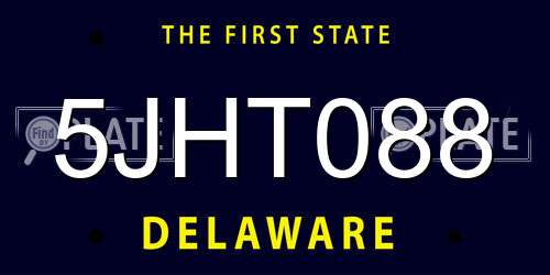 5JHT088 Delaware License Plate