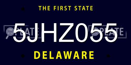5JHZ055 Delaware License Plate