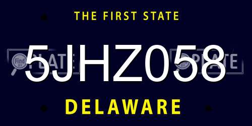 5JHZ058 Delaware License Plate