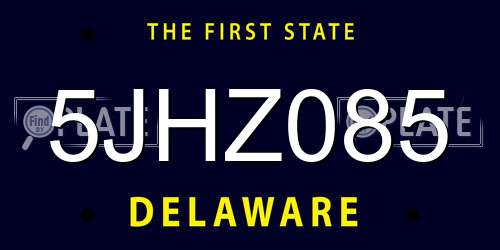 5JHZ085 Delaware License Plate