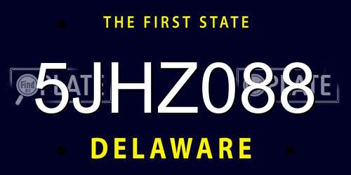 5JHZ088 Delaware License Plate