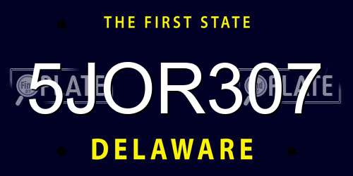 5JOR307 Delaware License Plate