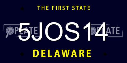 5JOS14 Delaware License Plate