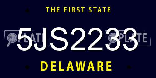 5JS2233 Delaware License Plate