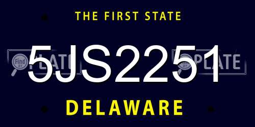 5JS2251 Delaware License Plate