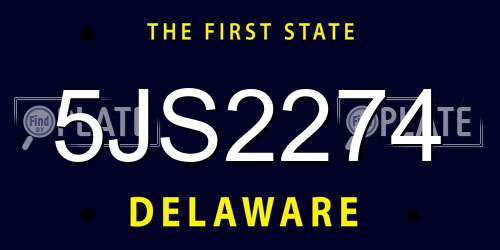 5JS2274 Delaware License Plate