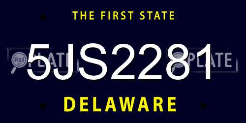 5JS2281 Delaware License Plate