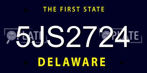5JS2724 Delaware License Plate