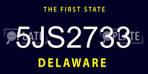 5JS2733 Delaware License Plate