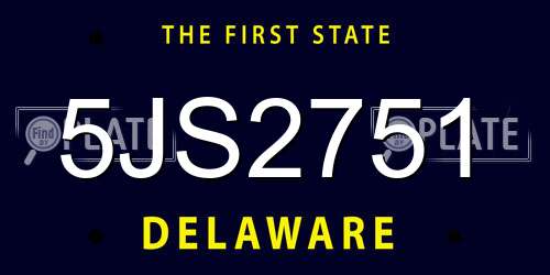 5JS2751 Delaware License Plate