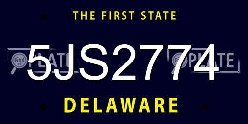 5JS2774 Delaware License Plate