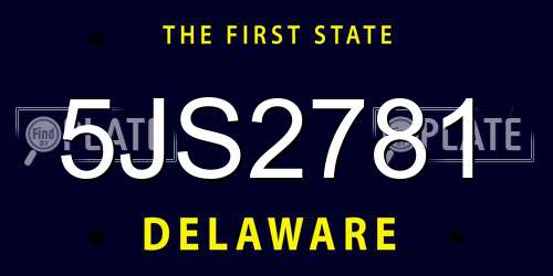5JS2781 Delaware License Plate