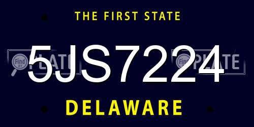 5JS7224 Delaware License Plate