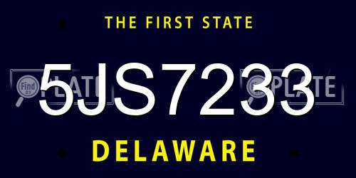 5JS7233 Delaware License Plate