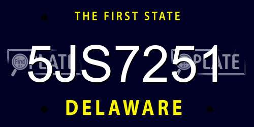 5JS7251 Delaware License Plate