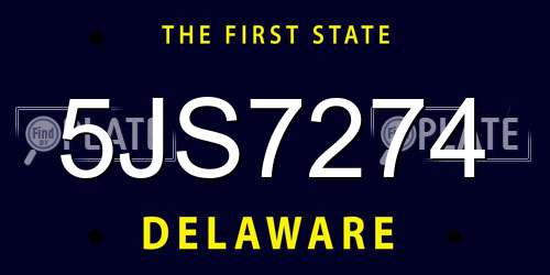 5JS7274 Delaware License Plate