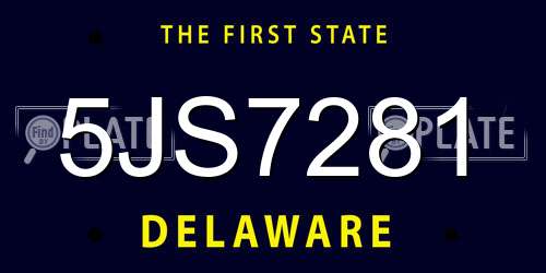 5JS7281 Delaware License Plate
