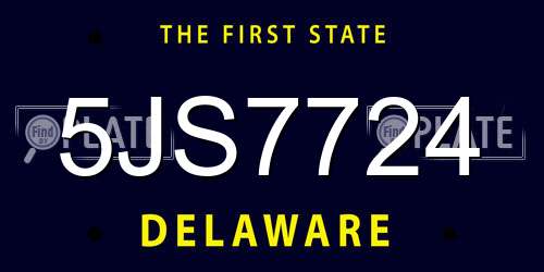 5JS7724 Delaware License Plate
