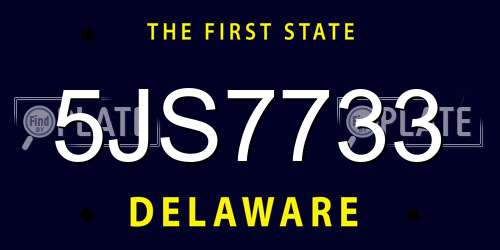 5JS7733 Delaware License Plate