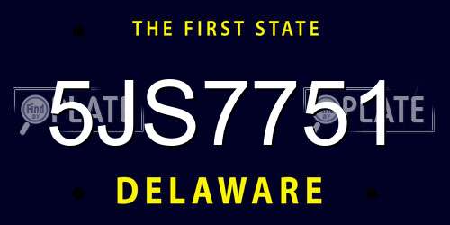 5JS7751 Delaware License Plate