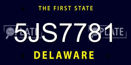 5JS7781 Delaware License Plate