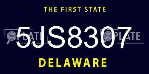 5JS8307 Delaware License Plate
