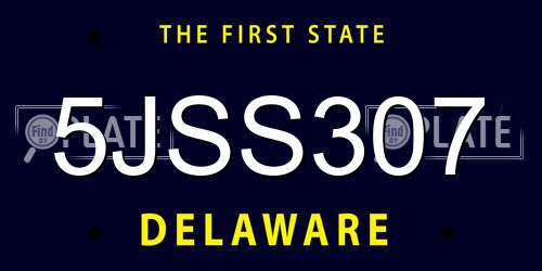 5JSS307 Delaware License Plate