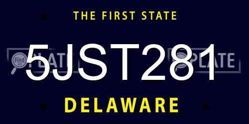 5JST281 Delaware License Plate