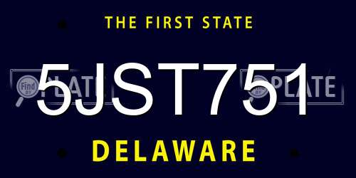 5JST751 Delaware License Plate
