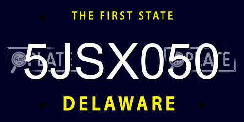 5JSX050 Delaware License Plate