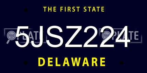 5JSZ224 Delaware License Plate