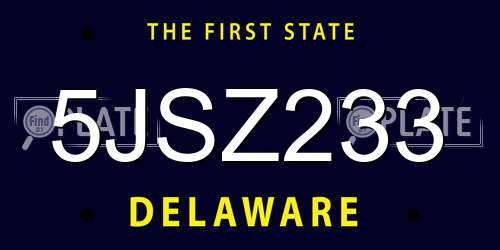 5JSZ233 Delaware License Plate