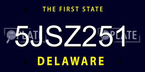 5JSZ251 Delaware License Plate