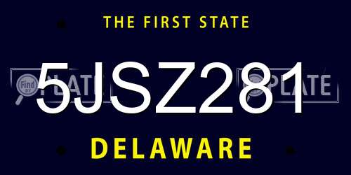 5JSZ281 Delaware License Plate