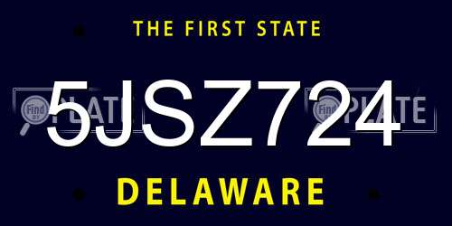 5JSZ724 Delaware License Plate