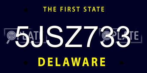 5JSZ733 Delaware License Plate