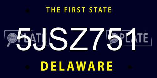 5JSZ751 Delaware License Plate