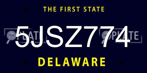 5JSZ774 Delaware License Plate