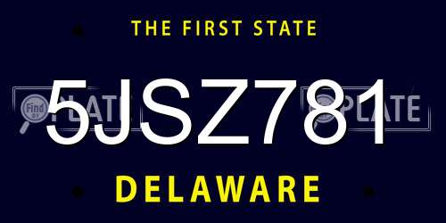 5JSZ781 Delaware License Plate