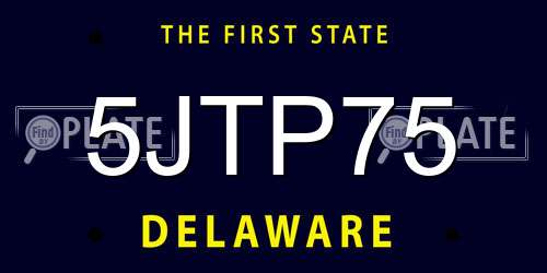 5JTP75 Delaware License Plate