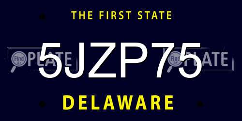 5JZP75 Delaware License Plate