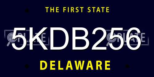 5KDB256 Delaware License Plate