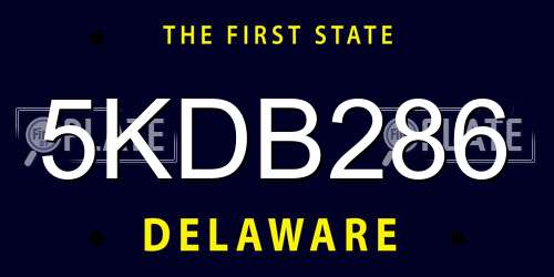 5KDB286 Delaware License Plate