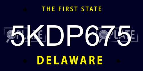5KDP675 Delaware License Plate
