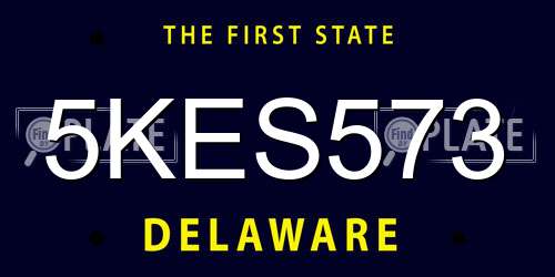 5KES573 Delaware License Plate