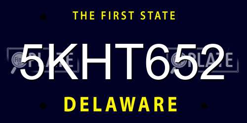 5KHT652 Delaware License Plate
