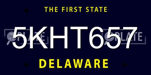 5KHT657 Delaware License Plate