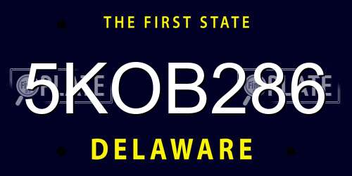 5KOB286 Delaware License Plate