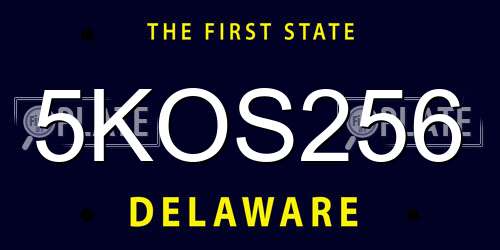 5KOS256 Delaware License Plate